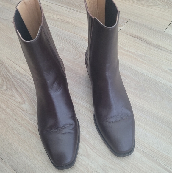 Aeyde Neil Leather Ankle Boots In Moka Calf Size 8 - Picture 2 of 10